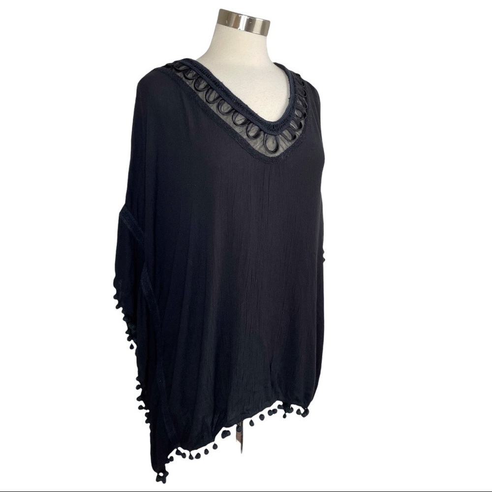 ELLA MOSS Black Pom Pom Swim Suit Cover-up size M/L - Picture 2 of 11